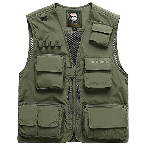 FEOYA Jagdweste Herren Outdoor-Weste Hundesport Vest Fishing Gilet Ranger Weste Softshell Weste Sport Weste für Jagd Angeln Camping-5XL-Grün von FEOYA