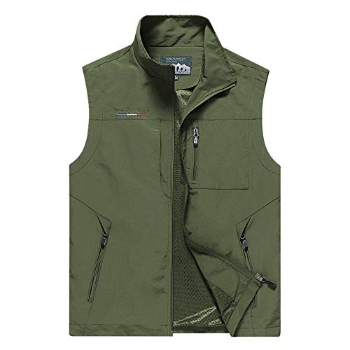 FEOYA Jagdweste Herren Outdoor-Weste Ranger Weste Softshell Weste Sport Weste für Jagd Angeln Camping Hundesport Weste Fishing Gilet-Grün-3XL von FEOYA