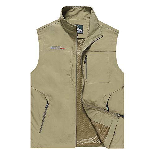 FEOYA Jagdweste Herren Outdoor-Weste Ranger Weste Softshell Weste Sport Weste für Jagd Angeln Camping Hundesport Weste Fishing Gilet-Khaki-L von FEOYA