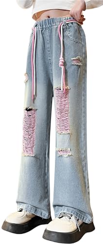 FEOYA Jeans Mädchen Vintage Jeanshosen Wide Fit Hosen Weites Bein Bootcut Jeanshose Y2K Denim Baggy Jeans Weiter Beinschnitt Pants Wide Leg 160 FEOYA Jeans Mädchen Vintage Jeanshosen Wide Fit Hosen Weites Bein Bootcut Jeanshose Y2K Denim Baggy Jeans Weiter Beinschnitt Pants Wide Leg 160 von FEOYA