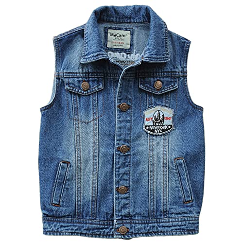 FEOYA Jeans Weste Kinder Kapuze Mantel Jeansjacke jungen Casual Outwear Reißverschluss von FEOYA