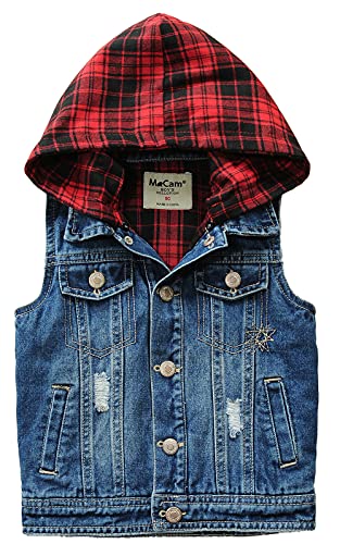 FEOYA Jeans Weste Kinder Kapuze Mantel Jeansjacke jungen Casual Outwear Reißverschluss von FEOYA