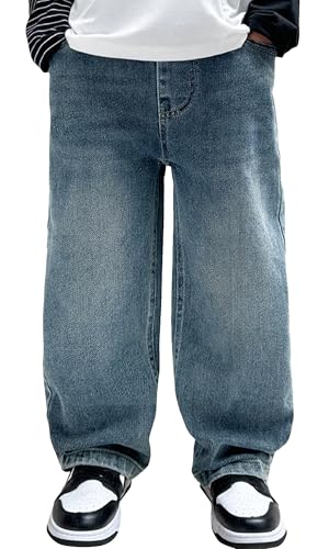 FEOYA Jungen Cargohose Baggy Lange Kinder Jeans Loose Freizeit Teenager Hose Cargo School Jogginghose Zip Off Solid Der High Street Lange Der High Street Straight Mit Gummizug Dünne 10 11 Jahre von FEOYA