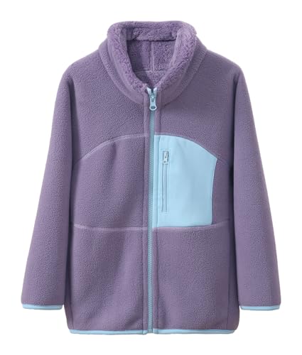 FEOYA Jungen Fleecejacke Fleece Lässig Kinder Fleeceweste Winter Warme Mädchen Jacke Outdoor Dicke Weste Mit Stehkragen Solid Gilet Gefüttert Puffer Herbst Sport Dunkelviolett 14 15 Jahre von FEOYA