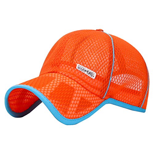 FEOYA Jungen Kappe Sport Baseballkappe Verstellbar Mütze Kinder UV Schutz Sonnenhut Outdoor Sommer Atmungsaktiv Hut - B-Orange von FEOYA