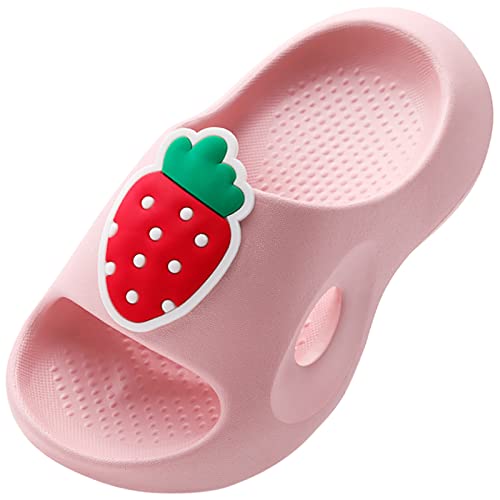 FEOYA Jungen Mädchen Badeschuhe Kinder Sommer Flache Hausschuhe rutschfeste Dusche Badeschuhe Haus Pool Strand Hausschuhe Leichte Sandalen Rosa 34-35 von FEOYA