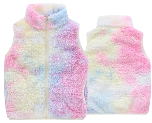 FEOYA Jungen Mädchen Fleeceweste Warm Leichte Winterweste Ärmellos Stehkragen Kinderweste Baby Flauschig FleeceJacken Outdoorweste mit Reißverschluss 120 von FEOYA