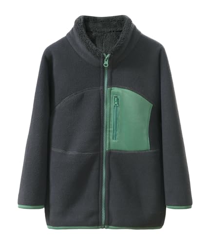 FEOYA Jungen Weste Fleece Solid Kinder Gilet Winter Puffer Mädchen Fleecejacke Outdoor Sport Fleeceweste Mit Stehkragen Mit Reißverschluss Jacke Gefüttert Langarm Herbst Teddy Dunkelgrau 6 7 Jahre von FEOYA