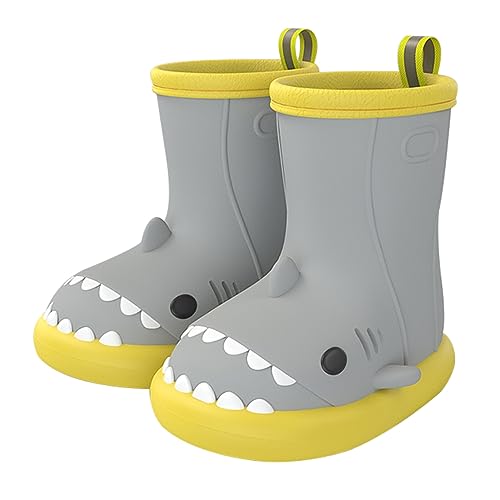 FEOYA Kids Wellies Gummistiefel für Kinder Unisex Kinder Rutschfeste Outdoor-Gummistiefel Wasserdichte Gummistiefel für Jungen und Mädchen Wanderstiefel Grey EU 22 von FEOYA