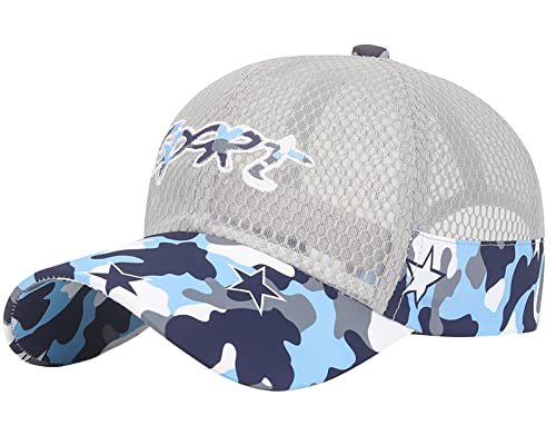 FEOYA Kinder Baseballkappe Sommer Outdoor Schildmütze Jungen Mädchen Gemustert Sonnenschutz Mütze Snapback Cap C-Grau von FEOYA