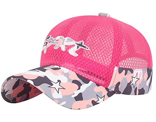 FEOYA Kinder Baseballkappe Sommer Outdoor Schildmütze Jungen Mädchen Gemustert Sonnenschutz Mütze Snapback Cap C-Rosa von FEOYA