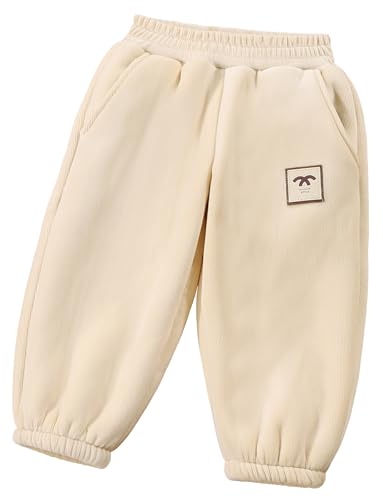 FEOYA Kinder Fleecehose Warm Winterhose Lässige Outdoorhose Elastische Bund Jogginghose Verdickte Sporthose Jungen Mädchen Thermohose 110 von FEOYA