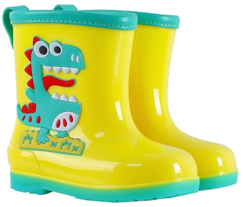 FEOYA Kinder Gummistiefel Regen Stiefel Wasserdichte Regenstiefel Jungen Mädchen Rutschfeste Leicht Regenschuhe 27/28 von FEOYA