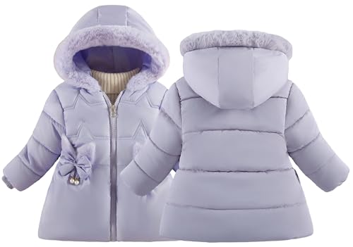 FEOYA Kinder Jacke Lange für Mädchen Mantel Outdoor ParkaJacke Winddicht Kapuzenjacke Winddicht 2-3Jahre von FEOYA