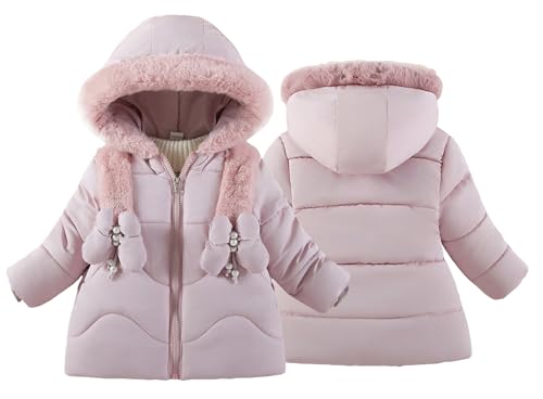 FEOYA Kinder Jacke Lange für Mädchen Mantel Parka Outdoor Jacke Winddicht Kapuzenjacke Winddicht 2-3Jahre von FEOYA