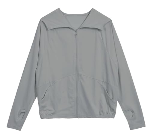 FEOYA Kinder Langarm Schnelltrocknend Sommerjacke Jungen Mädchen UPF 50+ Sonnenschutz Jacke Leichte Atmungsaktive Hoodie Sportjacke mit Daumenlöchern 160 von FEOYA