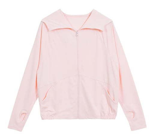 FEOYA Kinder Langarm Schnelltrocknend Sommerjacke Jungen Mädchen UPF 50+ Sonnenschutz Jacke Leichte Atmungsaktive Hoodie Sportjacke mit Daumenlöchern 160 von FEOYA