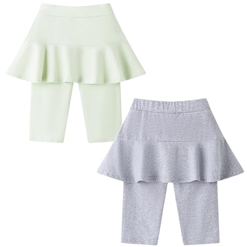 FEOYA Kinder Leggings mit Rock Mädchen Hosenrock Sommer Strumpfhose Faltenrock Golfrock Sportrock Tennisrock Skort Rock mit Fünfzackige Hose oder Hose Schnell Trocknend Sporthose 110-120 cm von FEOYA