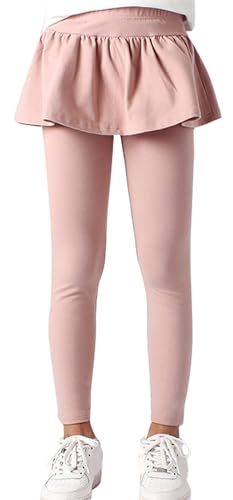 FEOYA Kinder Leggings mit Rock Mädchen Hosenrock Sommer Strumpfhose Faltenrock Golfrock Sportrock Tennisrock Skort Rock mit Fünfzackige Hose oder Hose Schnell Trocknend Sporthose 150-160 cm von FEOYA