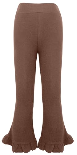 FEOYA Kinder Mädchen Sommerhose Baumwolle Schlaghose Einfarbige Leggings Stretch Glockenhose Sommer Atmungsaktiv Freizeithose Elastische Taille Flared Komfortabel Ausgestellte Hose 140 von FEOYA