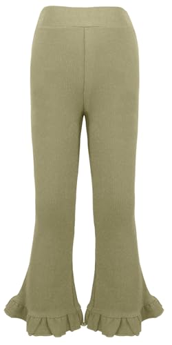 FEOYA Kinder Mädchen Sommerhose Baumwolle Schlaghose Einfarbige Leggings Stretch Glockenhose Sommer Atmungsaktiv Freizeithose Elastische Taille Flared Komfortabel Ausgestellte Hose 140 von FEOYA