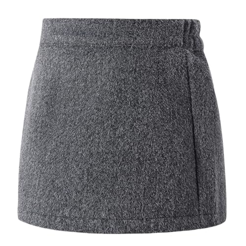 FEOYA Kinder Mädchen Tweed Minirock Kariert Kurz Rock Vintage A-Linie Hüftrock Herbst Winter Schulrock Elastische Taille Röcke mit Innenhose 150 von FEOYA