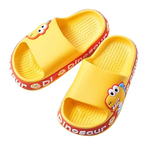 FEOYA Kinder Sommer Hausschuhe Jungen Badelatschen Mädchen Badeschlappen Rutschfest Slippers Leicht Schlappen Flache Pantoletten Weich Strand Sandalen Dinosaurier Badeschuhe 26-27 EU von FEOYA