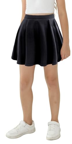 FEOYA Kinder Tennisrock mit Eingebaut Shorts Mädchen Faltenrock Rock Kurze Sommerrock Minirock Sportrock Golfrock Damen Minirock A-Linie Sportrock Schwarz 1 140-150 von FEOYA