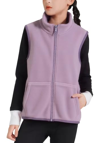 FEOYA Kinder Weste Fleece Frühling Jungen Gilet Warme Einfach Mädchen Fleeceweste Ohne Ärmel Warme Baby Winterweste Weich Solid Für Kinder Outwear Herbst Dick Leicht Lange Violett 11 12 Jahre von FEOYA