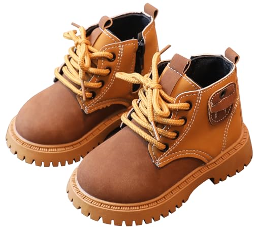 FEOYA Kinderstiefel für Mädchen Jungen Frühling Herbst Schulstiefel Kleinkind Komfortabel Mode Boots Rutschfeste Kurze Stiefel Wasserdicht Stiefeletten mit Reißverschluss 30 EU von FEOYA