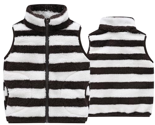 FEOYA Kleinkind Fleeceweste Ärmellos Leichte FleeceJacken Flauschig Warm Winterweste Jungen Mädchen Stehkragen Outdoorweste Kinderweste mit Reißverschluss 110 von FEOYA