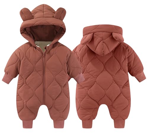 FEOYA Kleinkind Outdoor Kleidung mit Reißverschluss Baby Mädchen Jungen Overall mit Kapuze Neugeborene Schneeanzug Lange Ärmel Bär Ohr Rot 12-18 Monat FEOYA Kleinkind Outdoor Kleidung mit Reißverschluss Baby Mädchen Jungen Overall mit Kapuze Neugeborene Schneeanzug Lange Ärmel Bär Ohr Rot 12-18 Monat von FEOYA