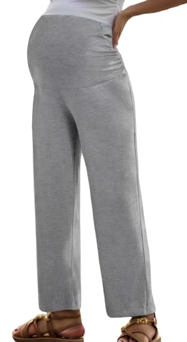 FEOYA Lange Freizeithose für Schwangere Warm Schwangerschafts-Schlafanzug Pyjamahose Hohe Taille Stretch Mutterschaft Hosen Buttery Soft S von FEOYA