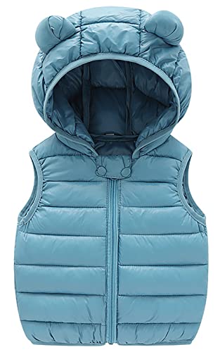 FEOYA Leichte Daunenweste für Jungen Mädchen Steppweste mit Kapuzen Ärmellose Weste Winter Kapuzenweste Outfits Winter Winddicht Jacke mit Reißverschluss von FEOYA