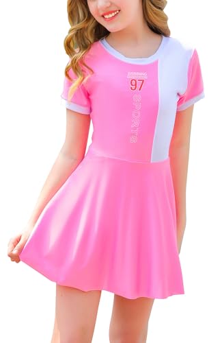 FEOYA Mädchen Einteiliger Badeanzug Kinder Schwimmanzug Sommer Strandbekleidung UV Schutz Bademode Schnell Trocknend Badebekleidung Stretch Badekleid Atmungsaktiv Swimsuit 7-9 Jahre von FEOYA