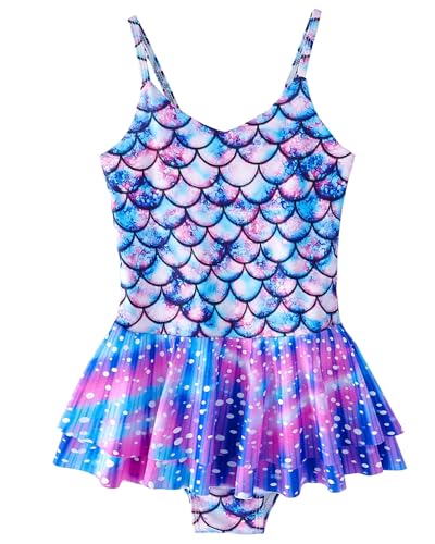 FEOYA Mädchen Einteiliger Badeanzug Meerjungfrau Schwimmanzug Süß Kinder Bademode Hawaiian Badebekleidung Sonnenschutz Swimsuit Schnell Trocknend Schwimmbekleidung Stretch Strandmode 4-5 Jahre von FEOYA
