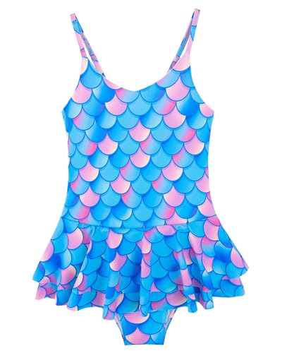 FEOYA Mädchen Einteiliger Badebekleidung Meerjungfrau Badeanzug One Piece Bikini Swimsuit Uv-Schutz Strandbekleidung Sommer Schwimmen Bademode Schwimmanzug mit Verstellbaren Schultergurten 5-6 Jahre von FEOYA