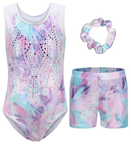FEOYA Mädchen Kinder Turnbody Ärmellos Turnanzug Glänzend Gymnastikbody mit Strasssteine Klassisch Stretch Gymnastikanzug Training Leotard Turnbody Tanzbekleidung 9-10 Jahre von FEOYA