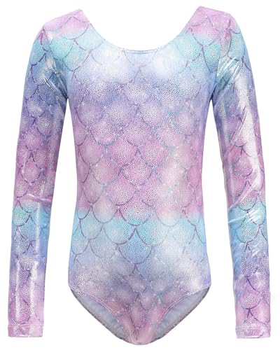 FEOYA Mädchen Langarm Leotard Ballett Trikot Kinder Gymnastikanzug Sommer Tanz Turnanzug Einteiliger Ärmellos Tanzbekleidung Stretch Tanztrikot Latein Bekleidung Wettkampf Kleidung 3-4 Jahre von FEOYA