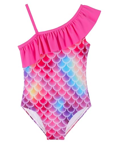 FEOYA Mädchen Meerjungfrau Badebekleidung Einteiliger Bademode Sonnenschutz Schwimmanzug Schnell Trocknen Swimsuit Kinder Bikini Badeanzug mit Verstellbare Schultergurte 10-12 Jahre von FEOYA