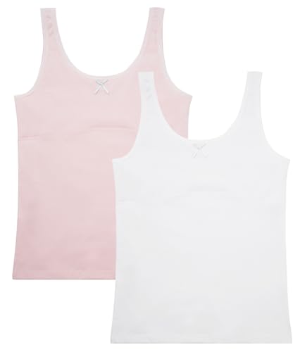 FEOYA Mädchen Sport BH Tank Top Schnell Trocknen Unterwäsche Training Unterhemd Weich Bra Kinder Ärmellos Oberteil Spaghettiträger oder breite Träger Bra Untershirt 2er Pack 2XL 10-12 Jahre von FEOYA