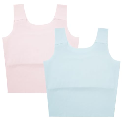 FEOYA Mädchen Sport BH Tank Top Schnell Trocknen Unterwäsche Training Unterhemd Weich Bra Kinder Ärmellos Oberteil Spaghettiträger oder breite Träger Bra Untershirt 2er Pack M 7-8 Jahre von FEOYA