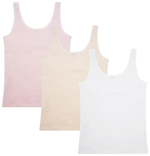 FEOYA Mädchen Sport BH Tank Top Schnell Trocknen Unterwäsche Training Unterhemd Weich Bra Kinder Ärmellos Oberteil Spaghettiträger oder breite Träger Bra Untershirt 3er Pack XL 9-10 Jahre von FEOYA