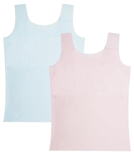 FEOYA Mädchen Sport BH Top Yoga Oberteil Träger Weste Top Baumwolle Futter Unterwäsche Gym Fitness Büstenhalter Stretch Unterhemd 2er Pack 2XL 10-12 Jahre von FEOYA