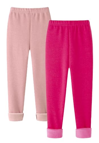 FEOYA Mädchen Winter Leggings Gummiband Fleecefutter Thermo Unterhosen Baumwolle Stretch Warme Thermoleggings 2 Pack B2 3-4 Jahre von FEOYA
