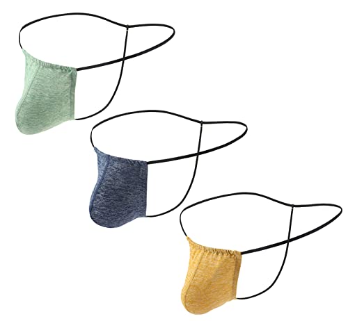 FEOYA Männer Tanga Sexy Herren Strings C-String Penishülle Briefs Unterhosen Low Rise Dessous Bademode Jockstrap Unterwäsche Männer Tanga Mini Bikini G-String Slip Grün+Gelb+Blau XL von FEOYA