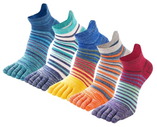 FEOYA Männer Zehensocken aus Baumwolle Kurz Socken Bunt Sneaker Socken mit Zehen Fünf Finger Socken Atmungsaktiv 43-45 von FEOYA