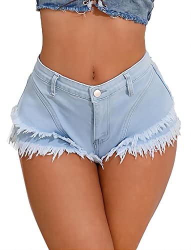 FEOYA Mini Jeans Shorts Damen Sexy Abgeschnitten Tanga Clubwear Party Hotpants von FEOYA