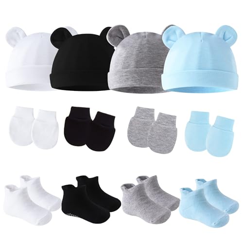 FEOYA Neugeborenes Socken Mütze und Handschuhe Baby Set Knoten Beanie Hut Kratzfäustlinge Kleinkinder Baumwolle Weiche Jungen Mädchen 3 4 Set 0-6 Monate FEOYA Neugeborenes Socken Mütze und Handschuhe Baby Set Knoten Beanie Hut Kratzfäustlinge Kleinkinder Baumwolle Weiche Jungen Mädchen 3 4 Set 0-6 Monate von FEOYA