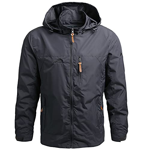 FEOYA Outdoorjacke Herren Sommer Wanderjacke Herren Wasserdicht Atmungsaktiv Regenjacke Herren Funktionsjacke Herren Winddichte Arbeitsjacke Herren Leichte Mit Abnehmbarer Kapuze S von FEOYA